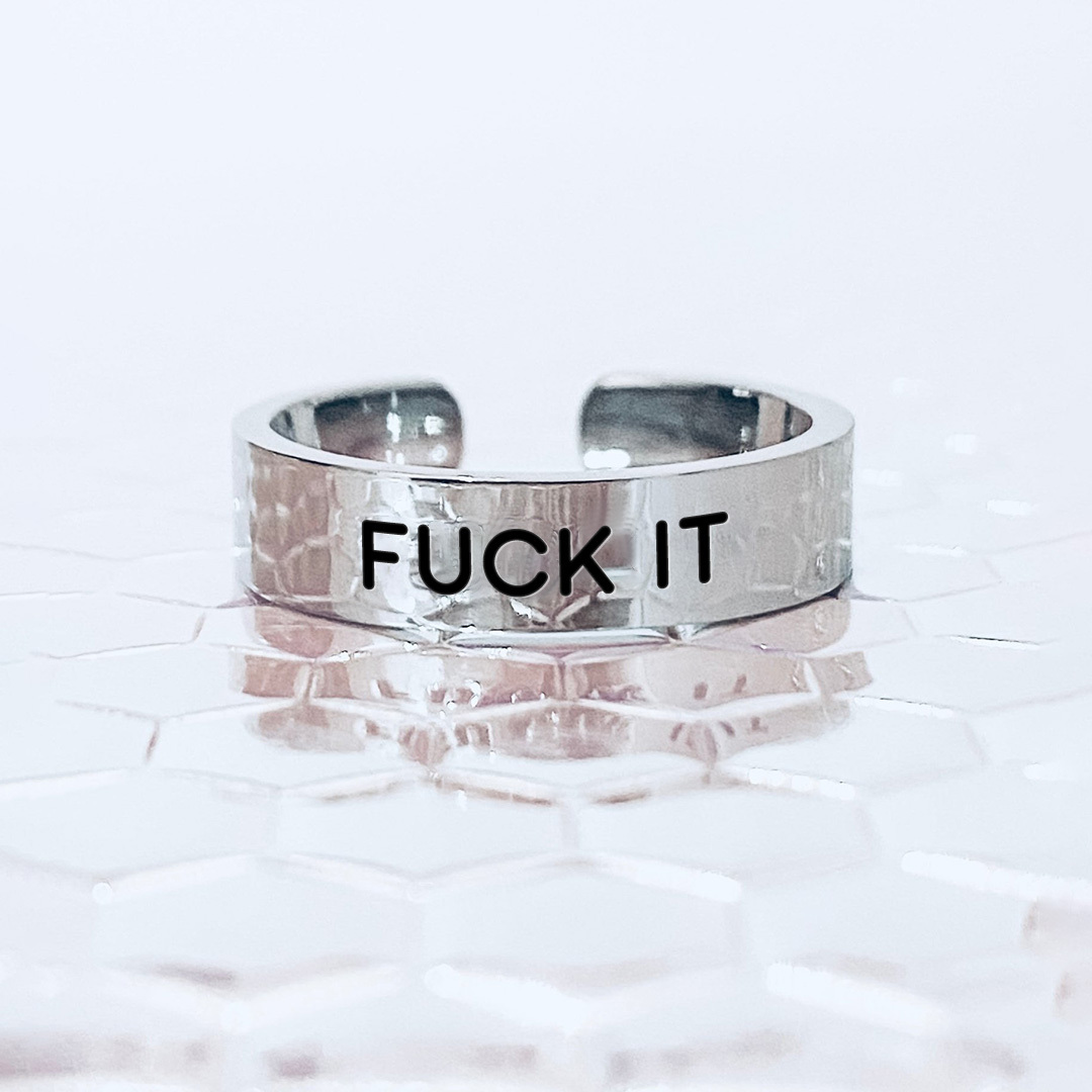 S925 Fuck It Wide Band Ring