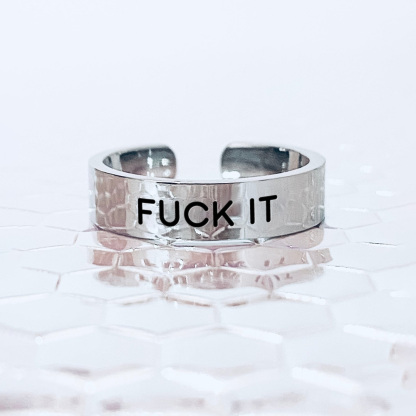 S925 Fuck It Wide Band Ring