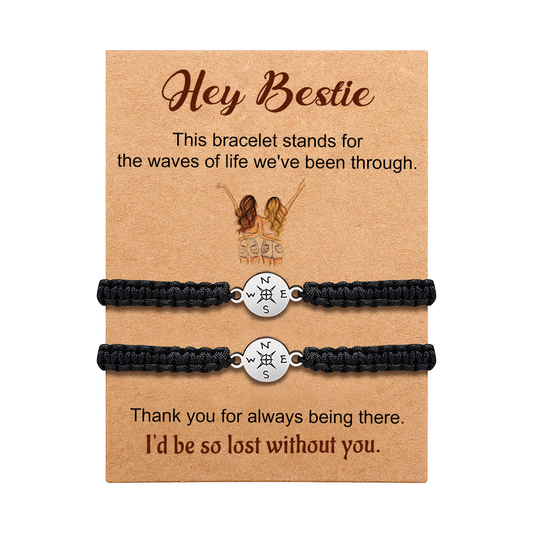 For Friend - I'd Be So Lost Without You Compass Braided Bracelet