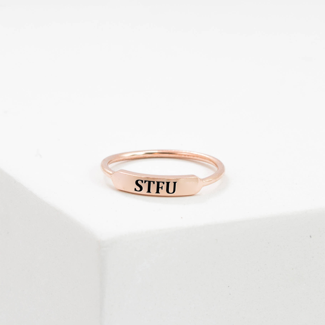 Shut The Fuck Up Dainty Bar Ring