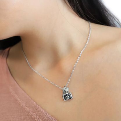 Life Is Like A Camera Card Message Necklace