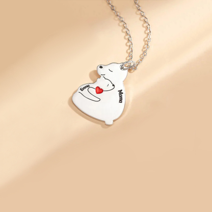For Mother-Personalized Hugging Bear Custom Name Necklace