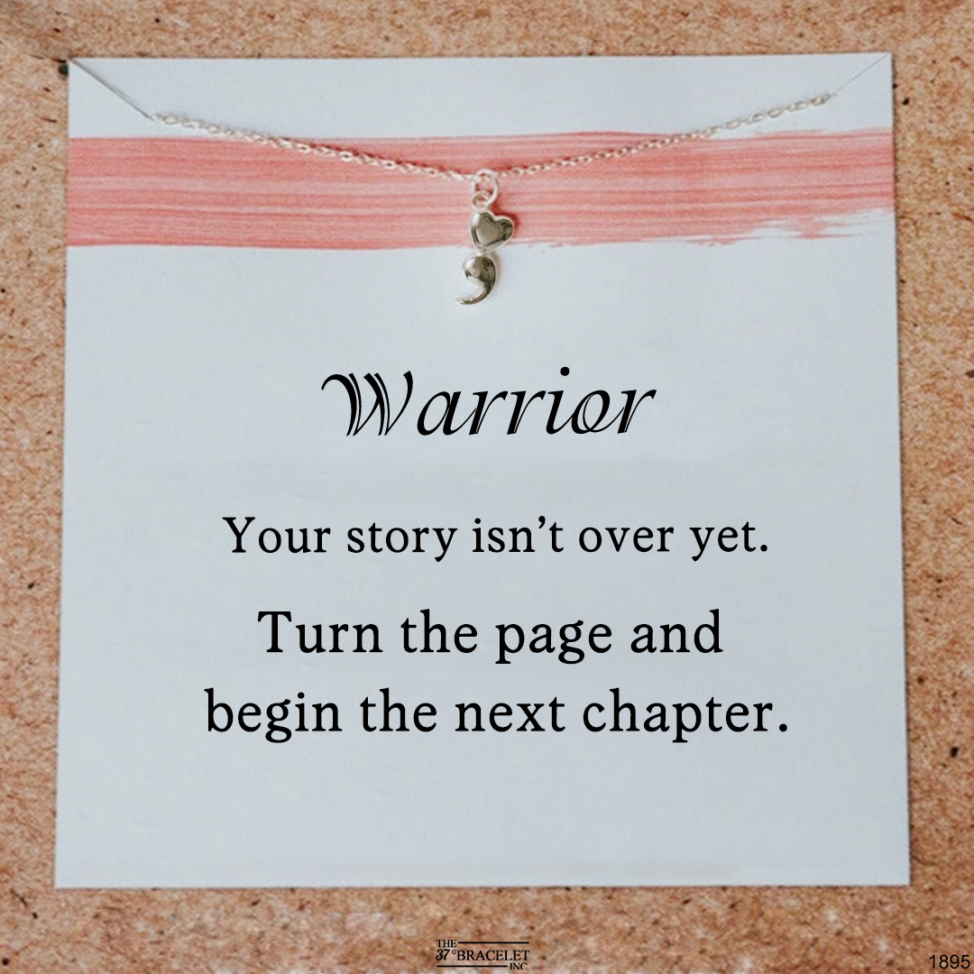 Turn The Page And Begin The Next Chapter Semicolon Card Necklace