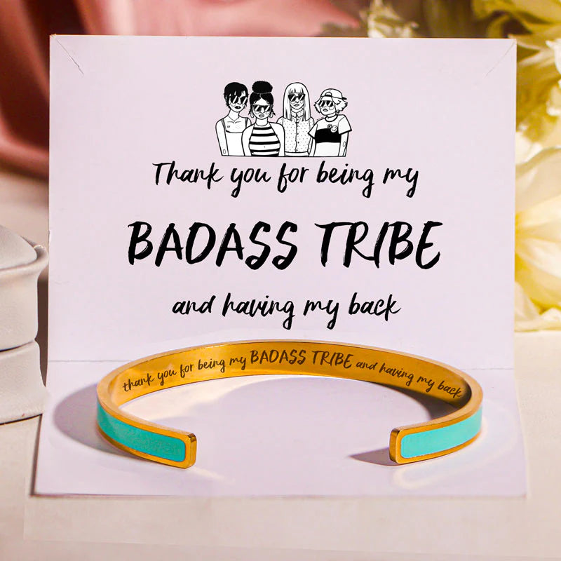 For Friends - Thank You For Being My Badass Tribe And Having My Back Cyan Cuff Bracelet-37bracelet