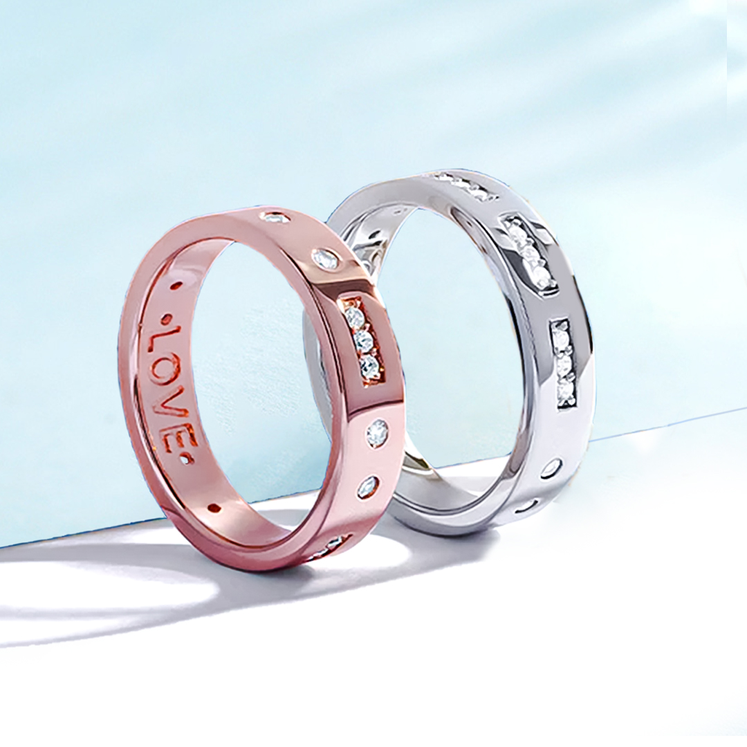 I Love You Diamond Morse Code Ring