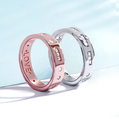 I Love You Diamond Morse Code Ring