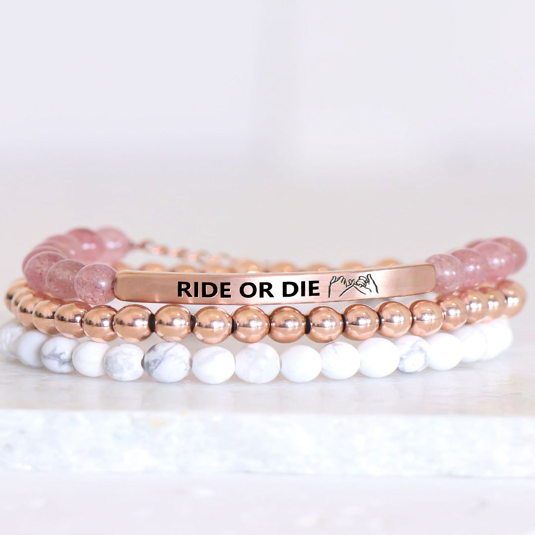 For Friend - Ride Or Die Bead I Pinky Promise Lettering Bracelet