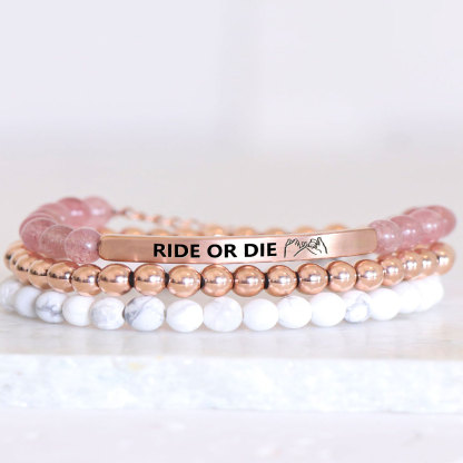 For Friend - Ride Or Die Bead I Pinky Promise Lettering Bracelet