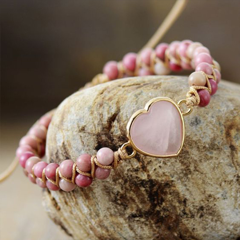 For Granddaughter -  I’ll Always Be With You Love You Forever Heart Protection Rose Quartz Bracelet