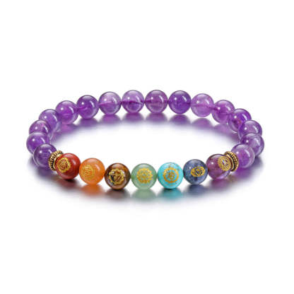 7 Chakra Healing Reiki Amethyst Bracelet