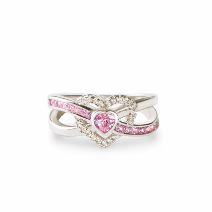 S925 Raise Awareness Of Breast Cancer Pink Heart Diamond Ring