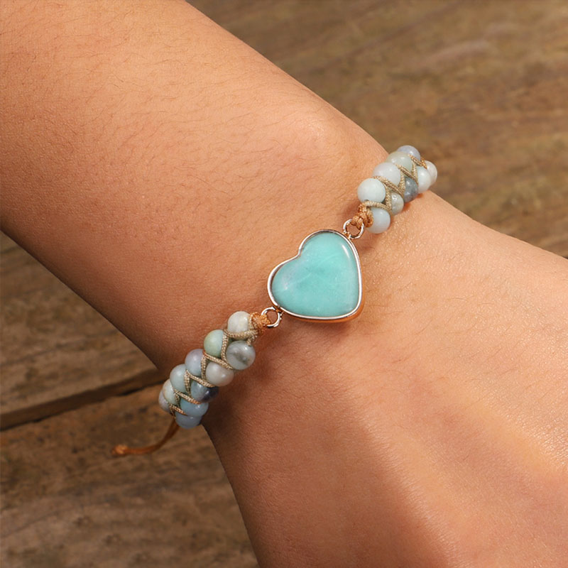 For Granddaughter - Love You Forever Blue Beads Heart Bracelet