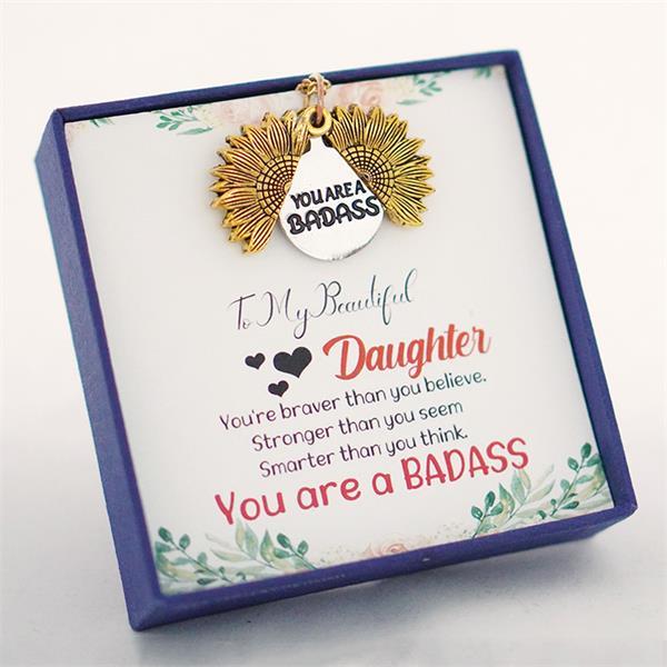 For Daughter - You Are A Badass Sunflower Necklace-37bracelet