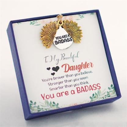 For Daughter - You Are A Badass Sunflower Necklace-37bracelet