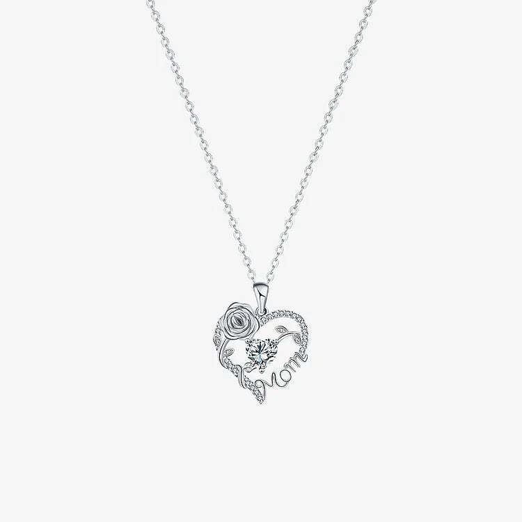 For Mom - I Love You Rose Mom Heart Necklace