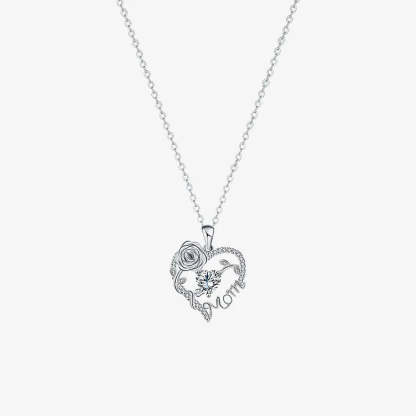 For Mom - I Love You Rose Mom Heart Necklace