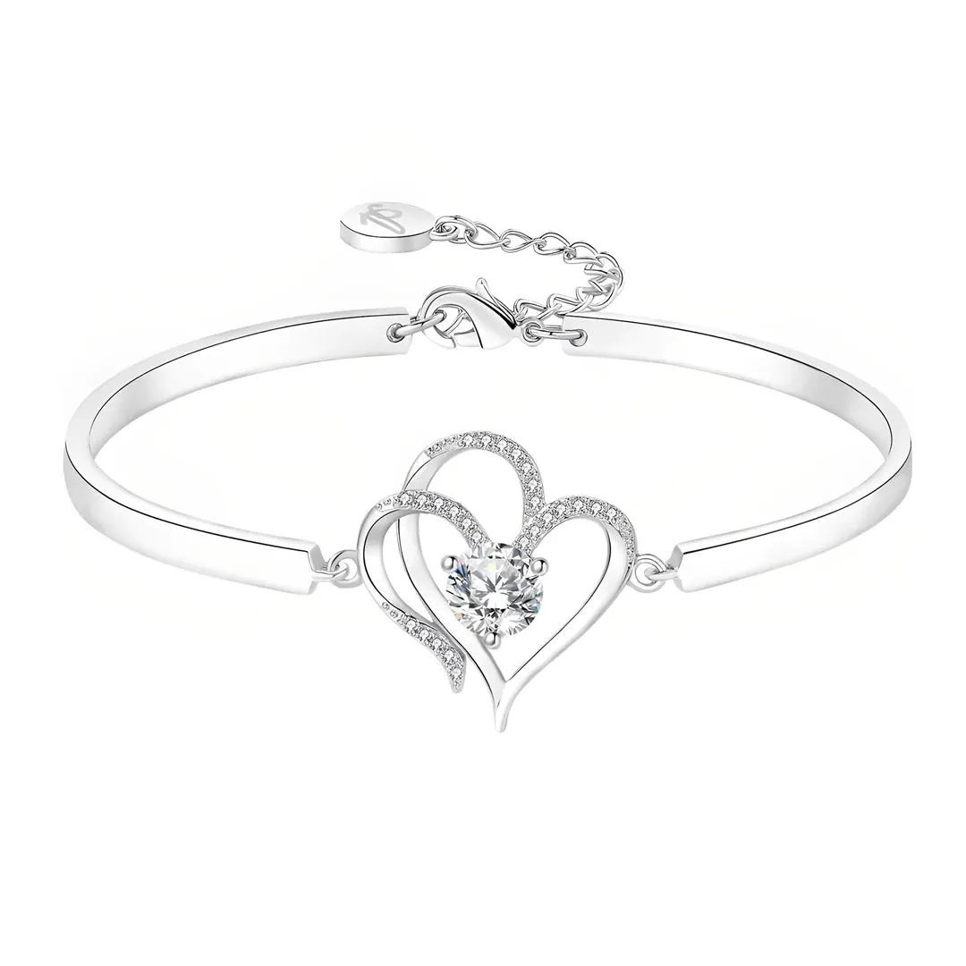 For Daughter-in-law - We Love You So Much Double Hearts And Diamonds Bracelet
