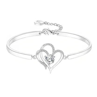 For Daughter-in-law - We Love You So Much Double Hearts And Diamonds Bracelet