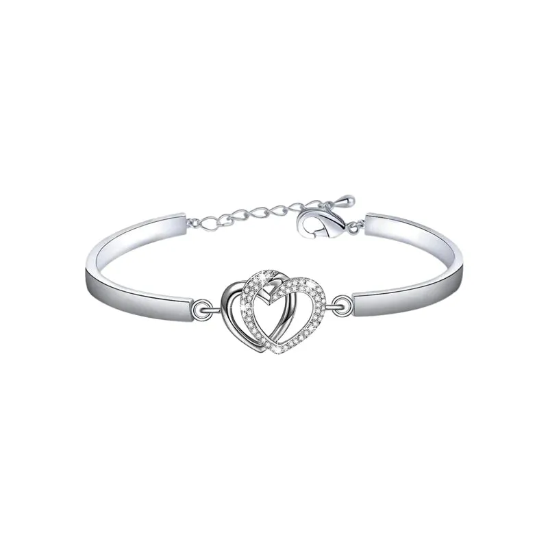 For Sister - A Sister Is GOD'Way Of Making Sure We Never Walk Alone Double Heart Bracelet