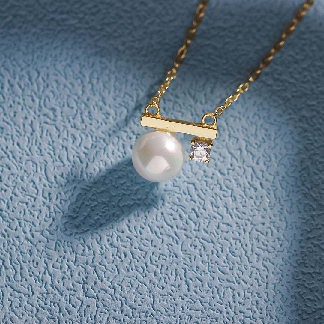 S925 Life is 90% How You React it Pearl Balance Necklace
