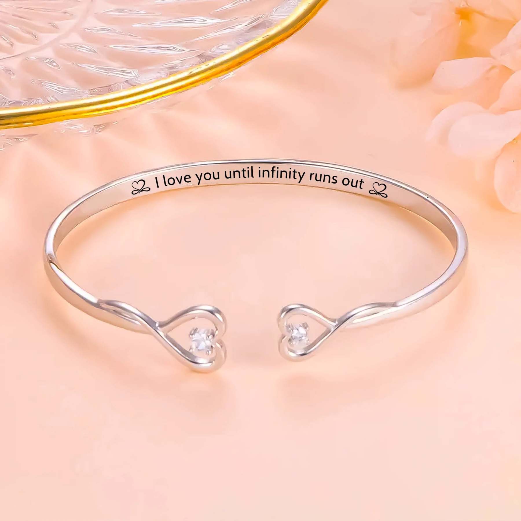 For Love - I love You Until Infinity Runs Out Heart Bracelet