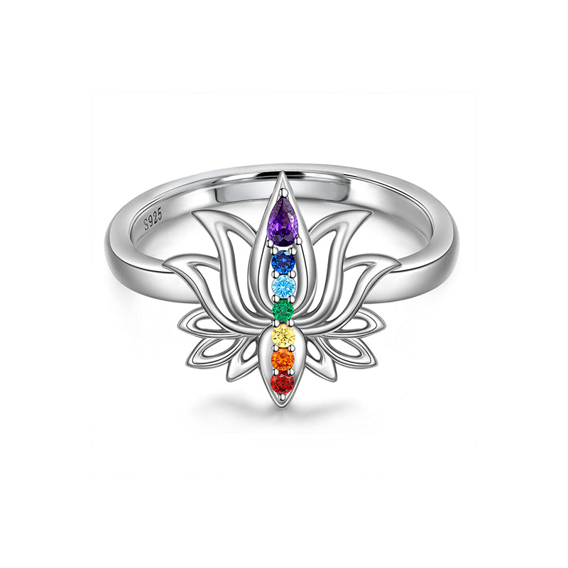 S925 Crystal Silver Energy Lotus Ring