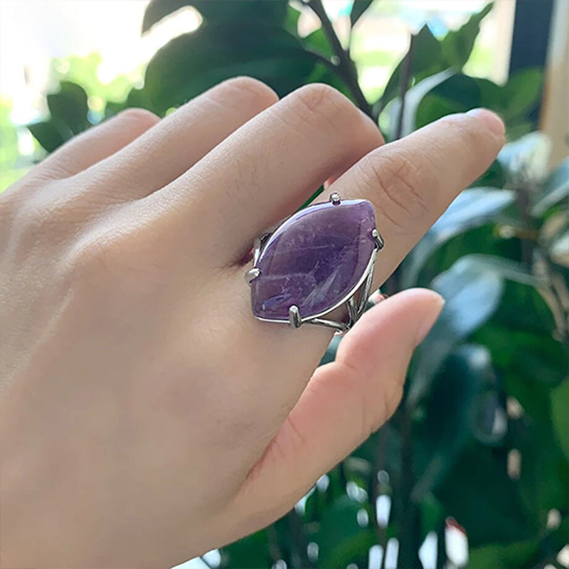 S925 Anxiety Relief Leaf Amethyst Ring