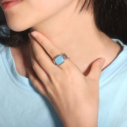 S925 Sea Glass Four Layer Stacking Ring