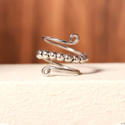 Warrior Circle Bead Sterling Silver Ring