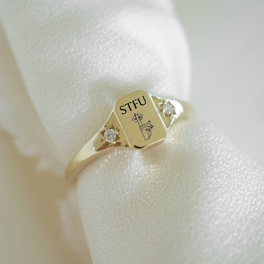 S925 STFU Square Ring