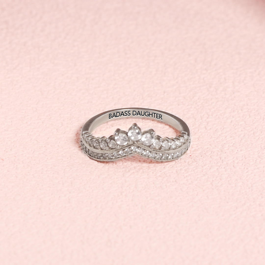 S925 Awesome Mother and Daughter Crown Ring