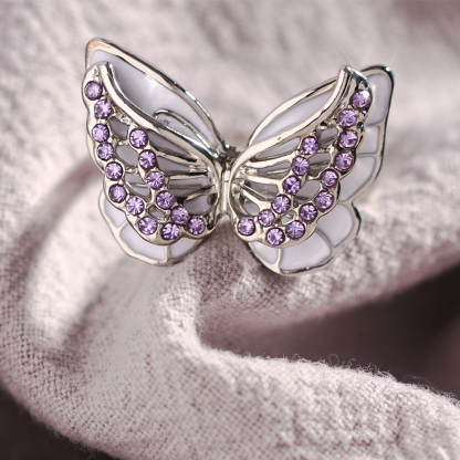 For Memorial - Those We Love Fly with Us Diamond Double Butterfly Ring