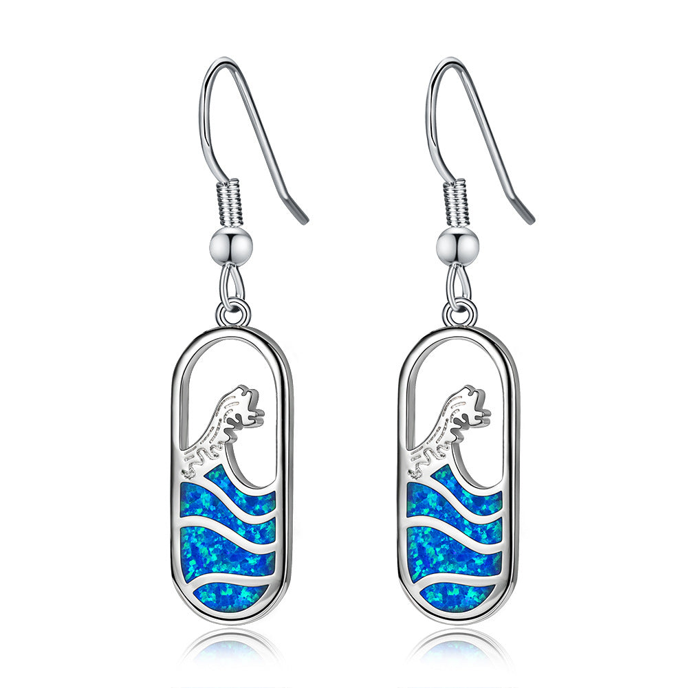 S925 Wave Opal Earrings