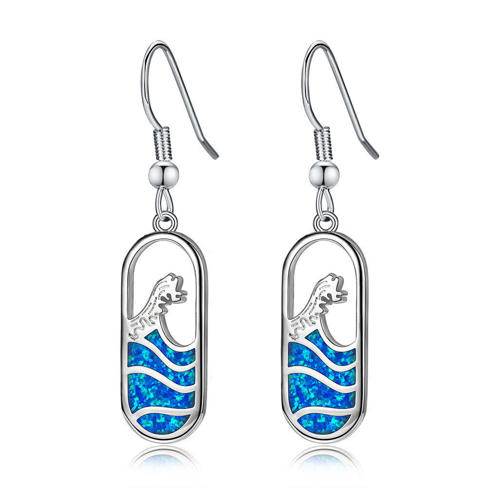 S925 Wave Opal Earrings