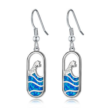 S925 Wave Opal Earrings