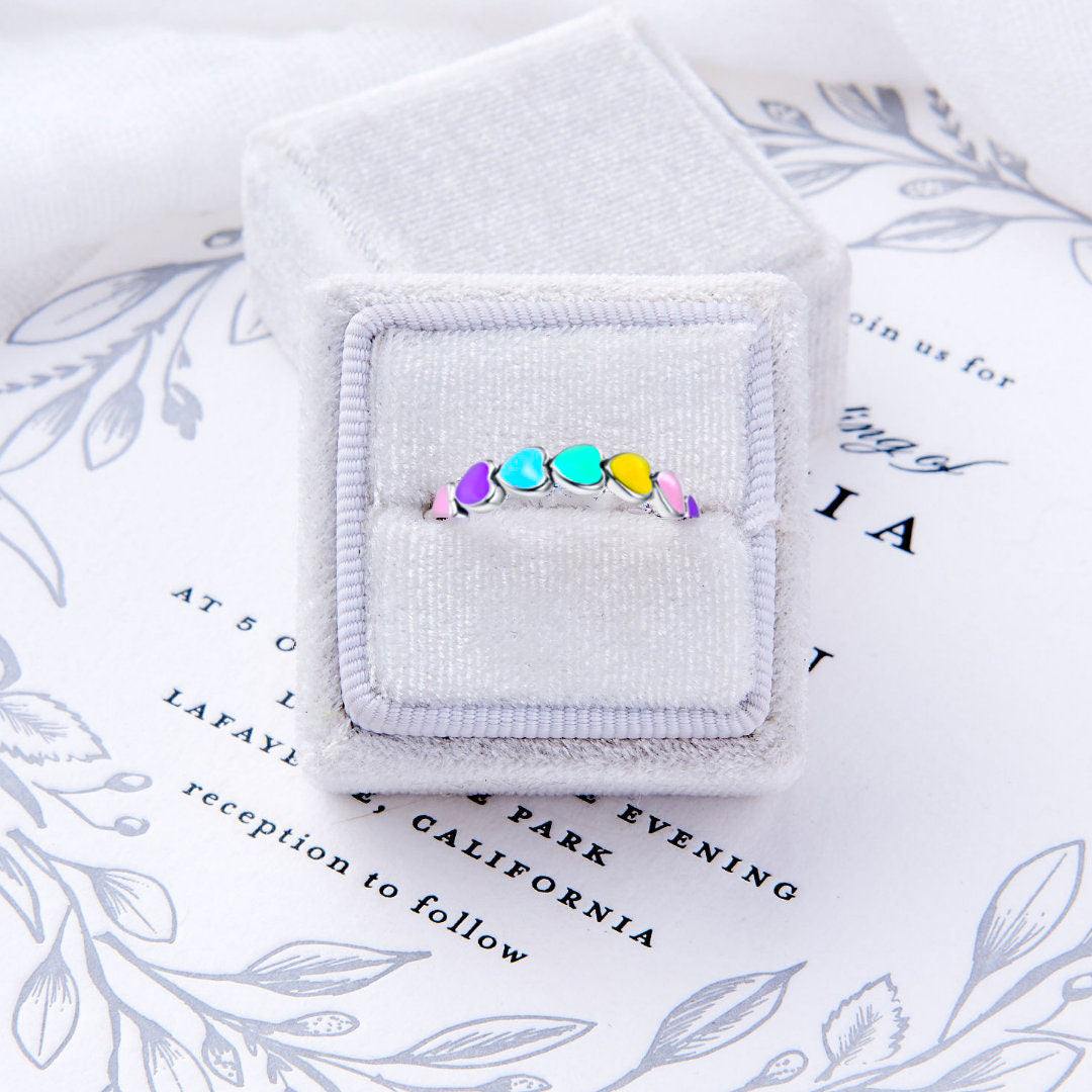 For Love - I Love You Until Infinity Runs Out Colorful Heart Ring