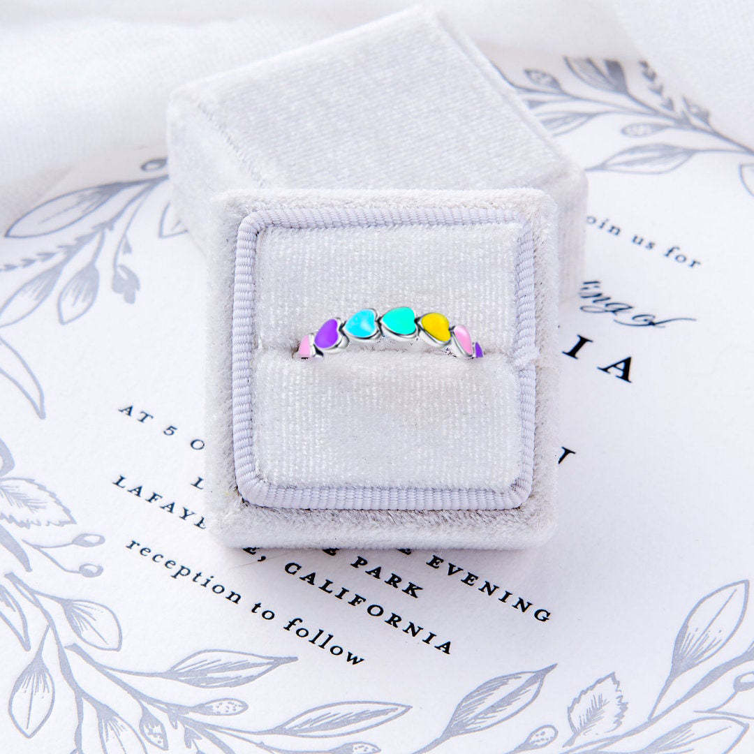 For Love - I Love You Until Infinity Runs Out Colorful Heart Ring
