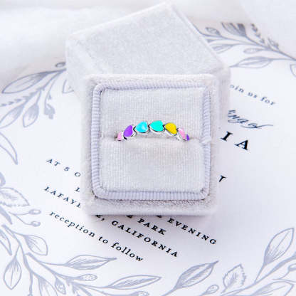 For Love - I Love You Until Infinity Runs Out Colorful Heart Ring