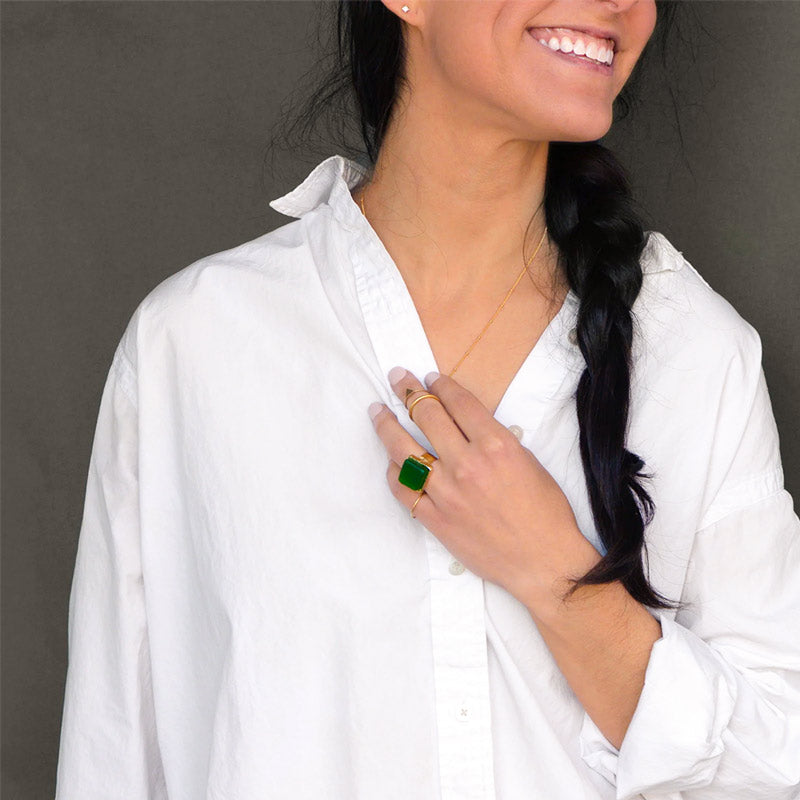 S925 Thalassophile Cube Sea Glass Ring