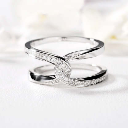 S925 No Matter How Busy We May be Our Hearts are Always Linked Together Cross Ring