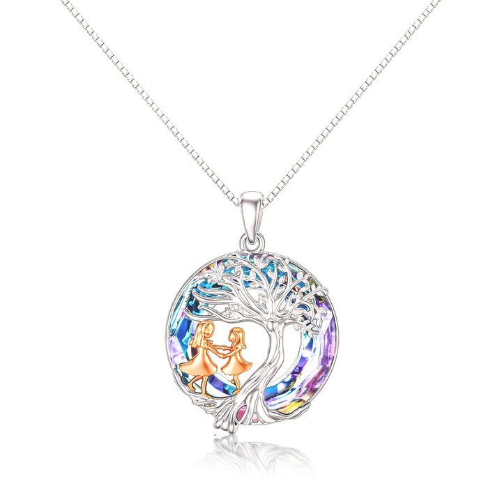 For Daughter - S925 We Are Forever Linked Together Crystal Life Tree Necklace