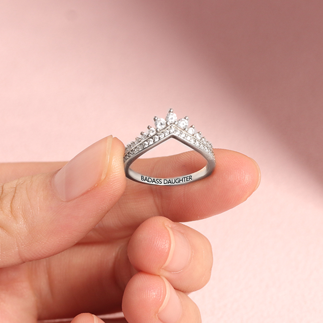 S925 Awesome Mother and Daughter Crown Ring
