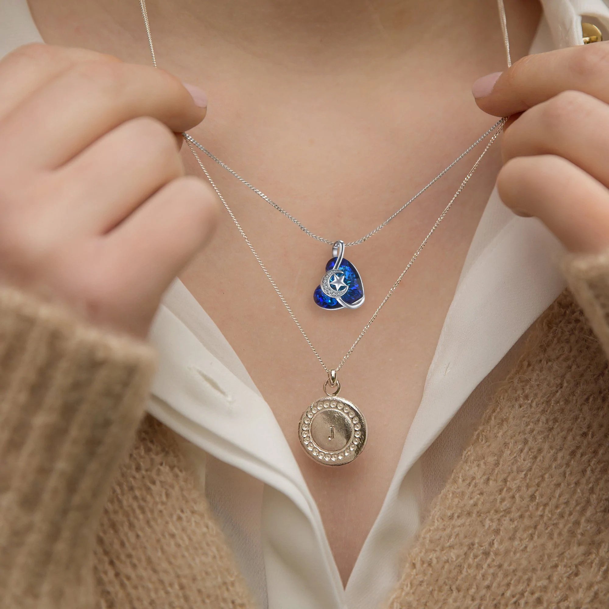 For Friend - S925 Thank You for being my Badass Squad Crescent Moon and Star Necklace