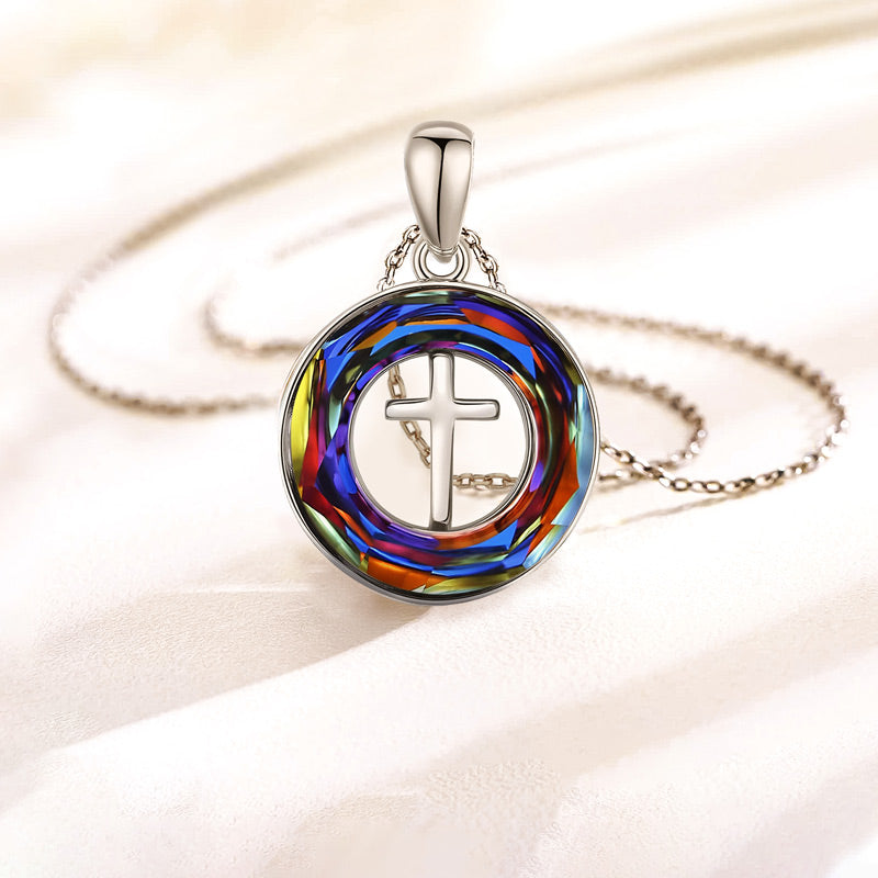 For Daughter - S925 Jesus is in Our Boat Crystal Cross Necklace