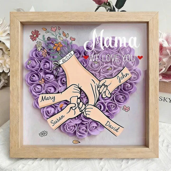 Personalized Flower Shadow Box for Mom & Grandma – A Mother's Day Gift She'll Keep
