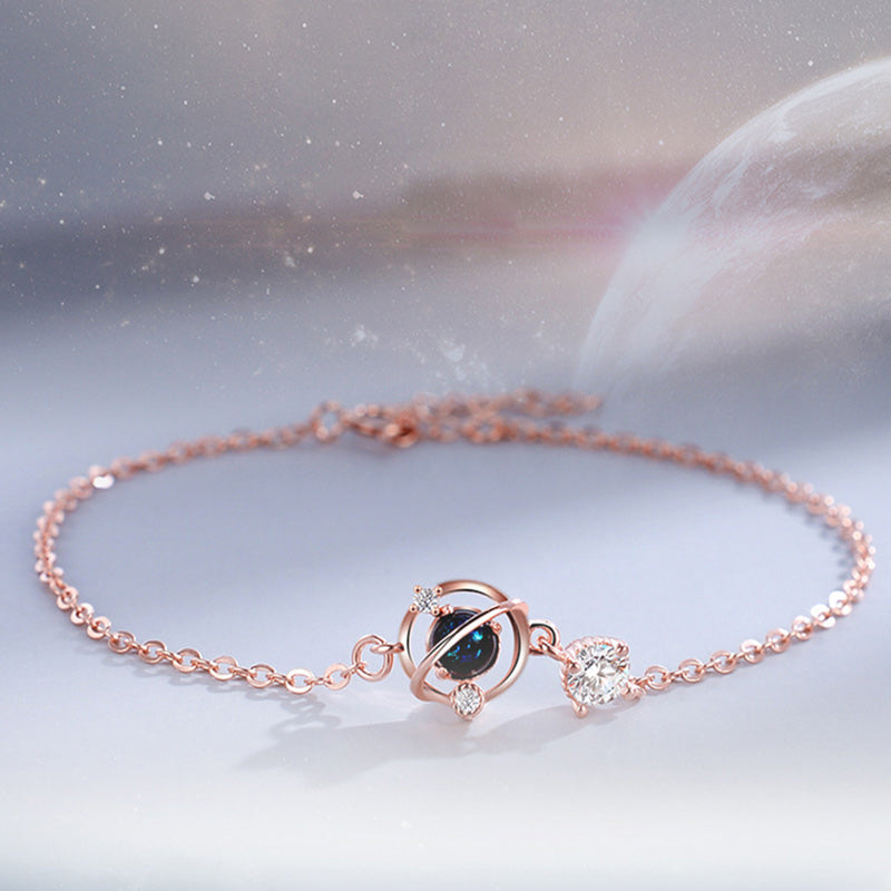 For Daughter - S925 The Darkest Nights Produce The Brightest Stars Crystal Planet Bracelet