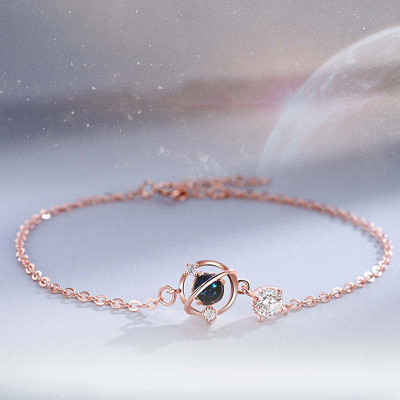 For Daughter - S925 The Darkest Nights Produce The Brightest Stars Crystal Planet Bracelet