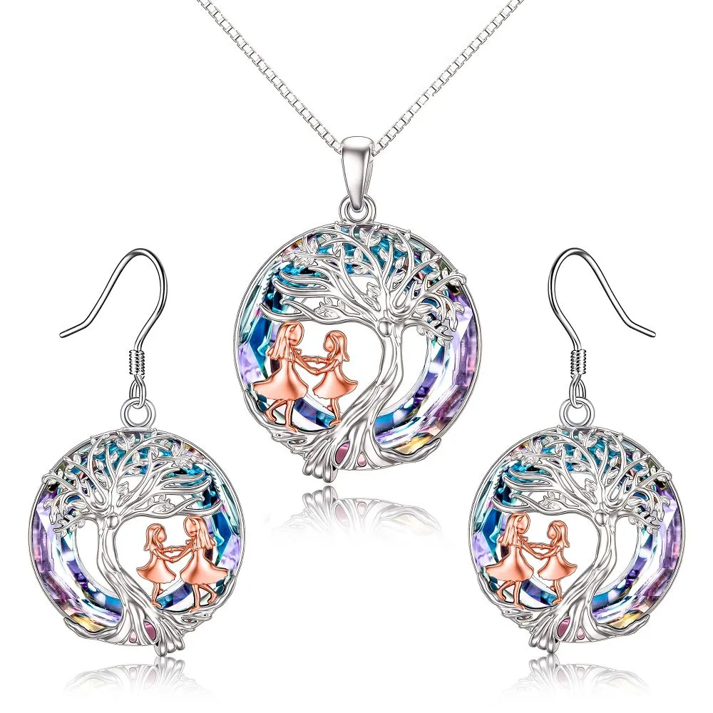 For Daughter - S925 We Are Forever Linked Together Crystal Life Tree Necklace