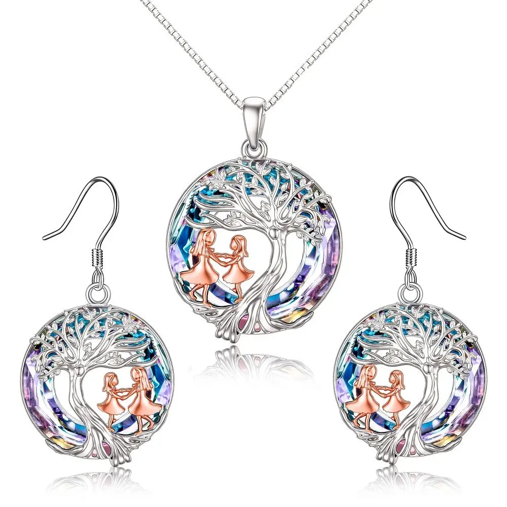 For Daughter - S925 We Are Forever Linked Together Crystal Life Tree Necklace