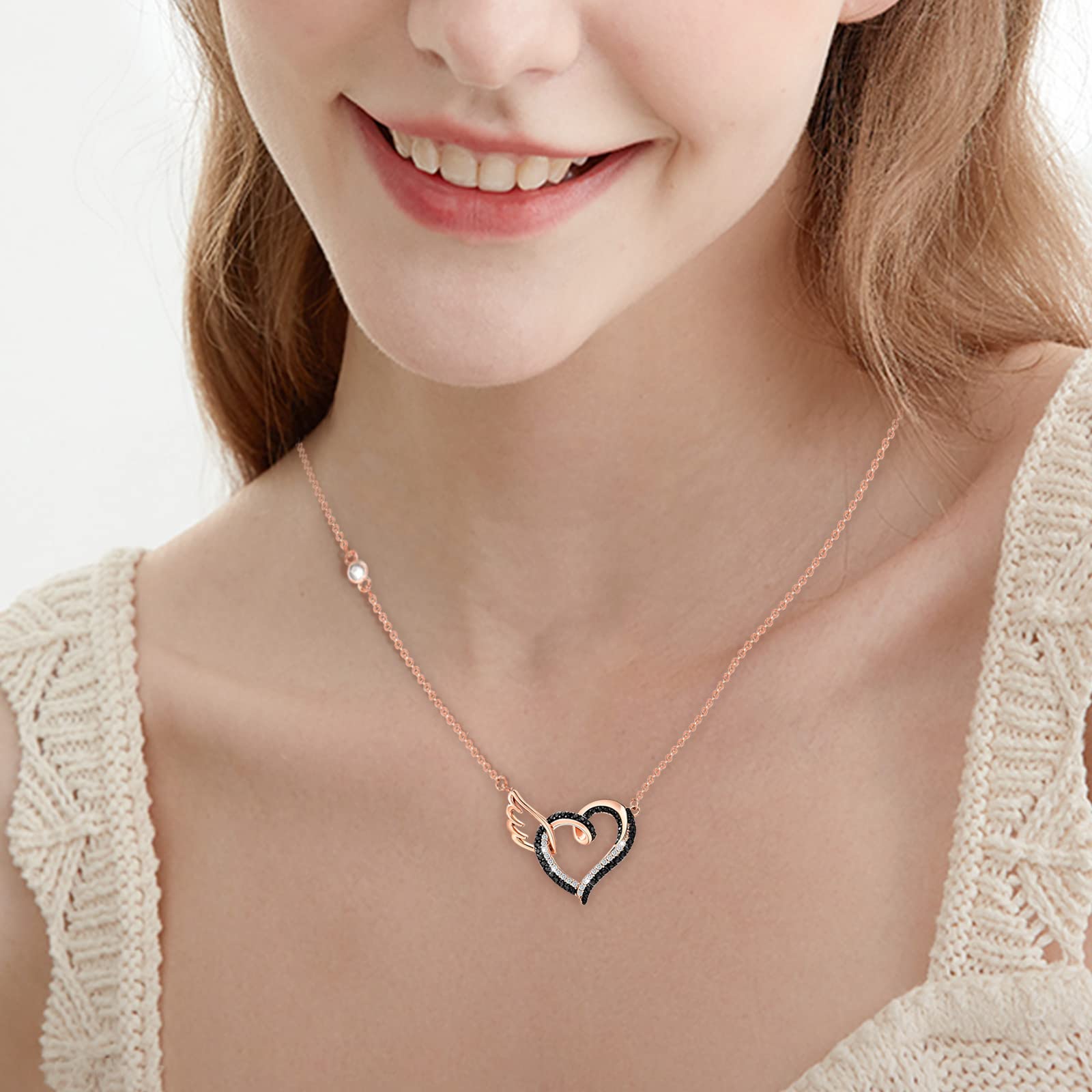 For Memorial - S925 I Will Love You for Every Second of Mine Black Diamond Necklace